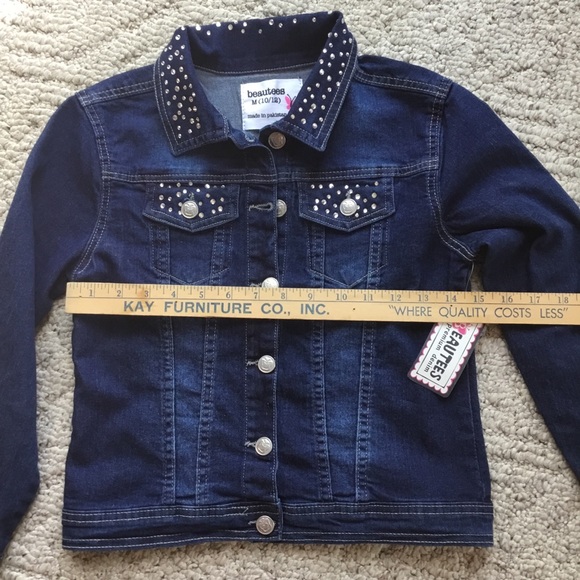 Blinged out Girls Denim Jacket       NWT - Picture 3 of 6